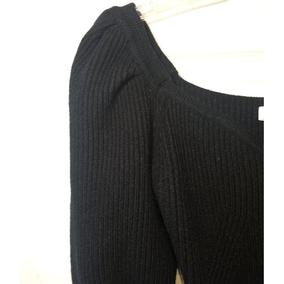 ASTR The Label Esma Puff Sleeve Sweater Black Small Ribbed - Picture 4 of 6